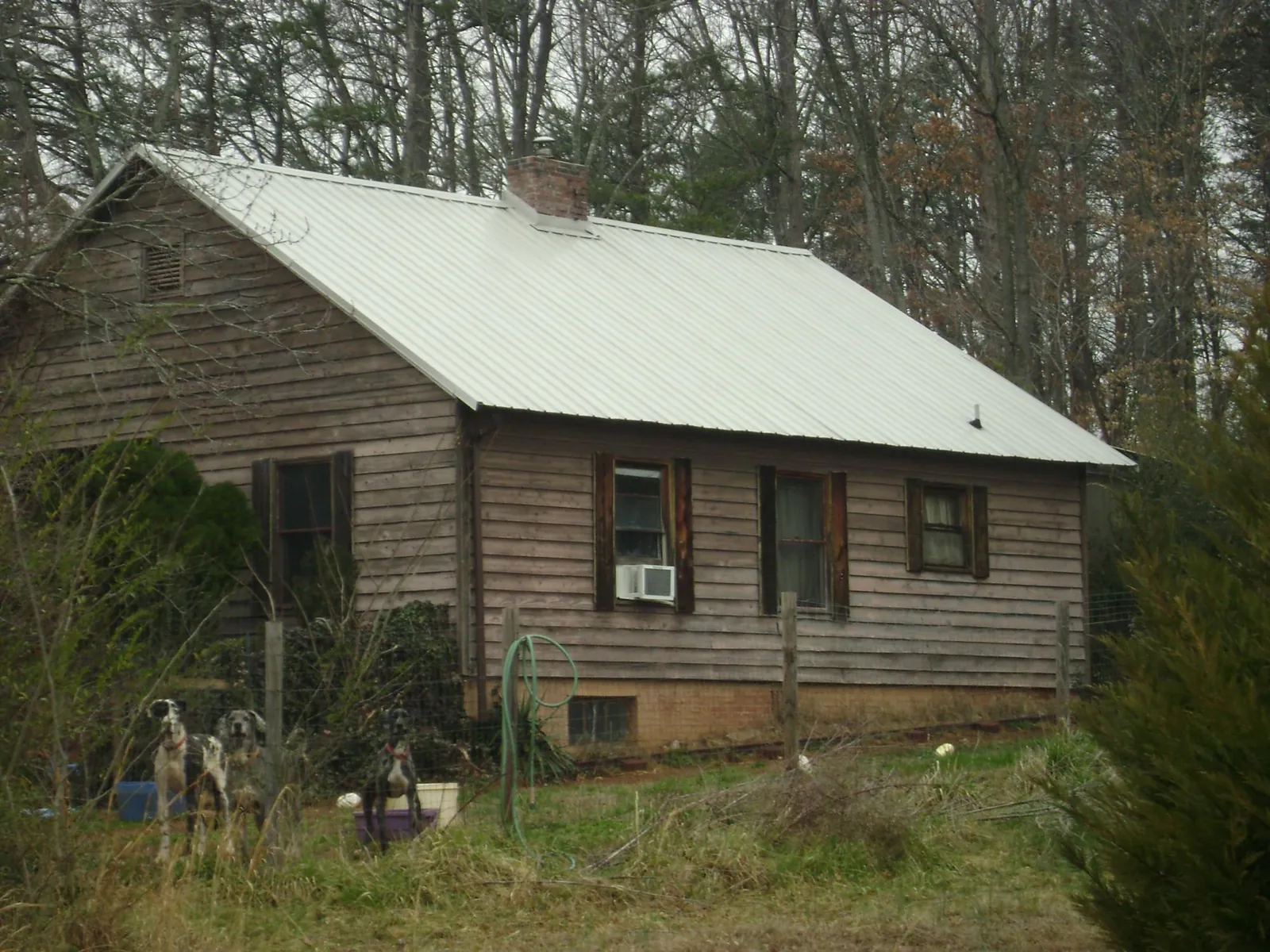 White metal roof on an old wood sided farmhouse, from a Asphalt Shingle Roof Repair job in East Freetown